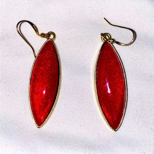 Ruby Red /GoldDangling Earrings